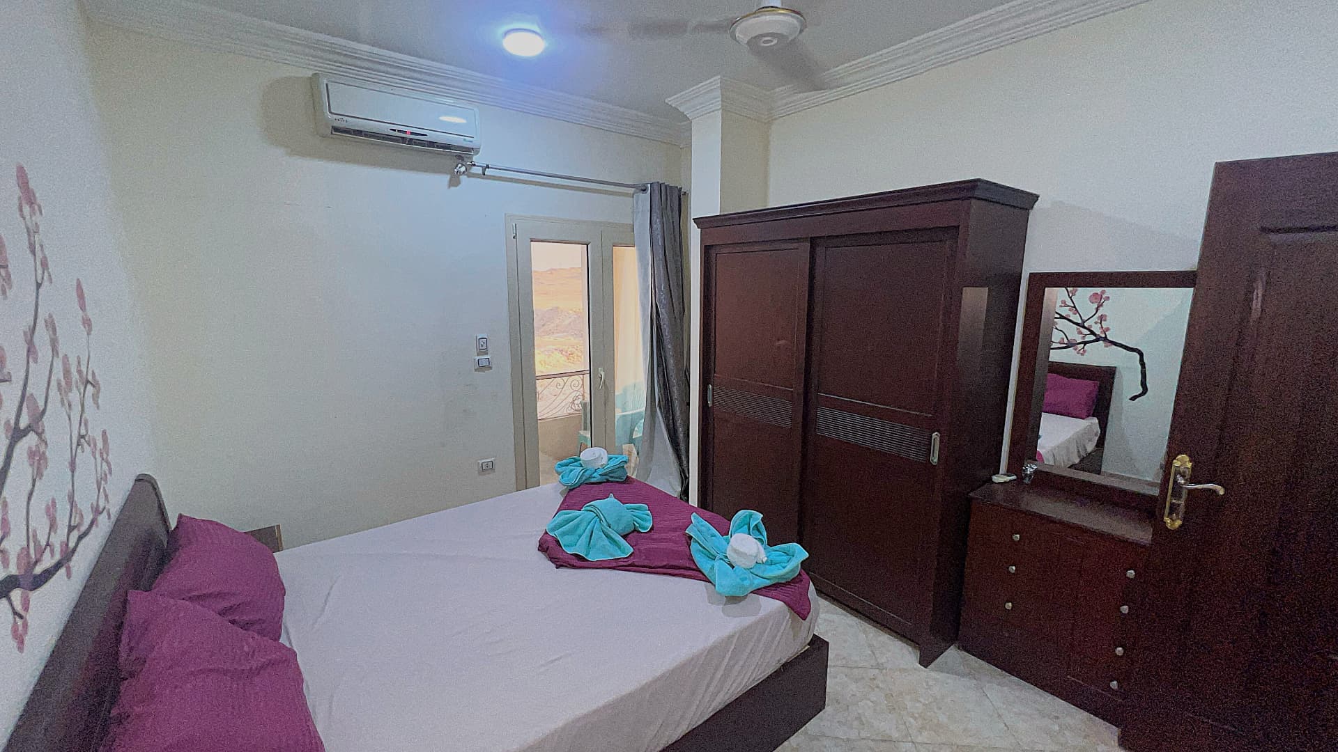 Double bed in the master bedroom